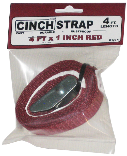 CINCH STRAP 4 FT RED, POLYBAG 1 PACK