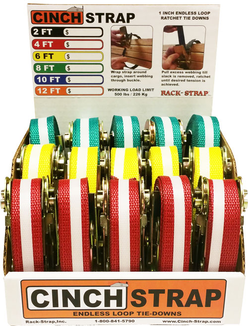 4 Pack Yellow Mikey Strap loose end manager for tie down straps 1.5" cinch  
